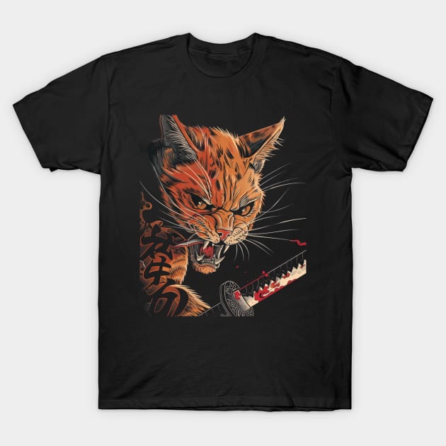 Cat Ninja Journeys Purr-fect Strike T-Shirt by Tosik Art1